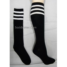 Sale!!!  Black and white triple striped knee high socks